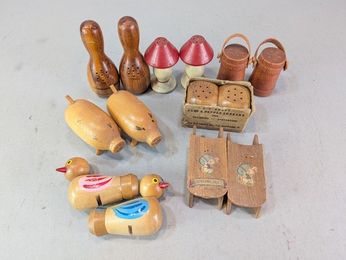 Vintage wood wooden salt and - wood,