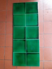 10 Victorian/Edwardian 6"x 6"  Emerald Green Glazed Fireplace/Hearth Tiles VGC