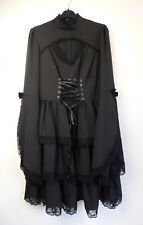 Size L  Goth/Steampunk Tiered Dress with Lace Trim, Lace Up  Black Unbranded