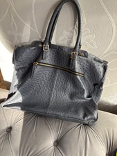 GREY LEATHER OSTRICH HANDBAG