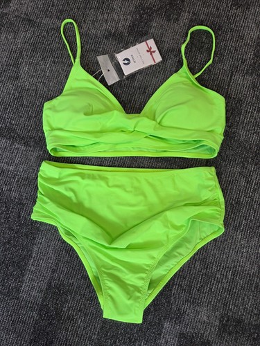 Neon green strappy bandeau - neon,