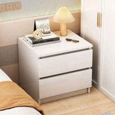 Large White 2 Drawers Bedside