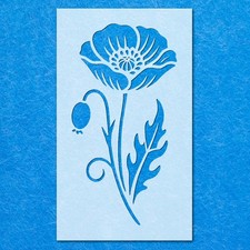 Poppy Wildflower Stencil: Mylar Airbrush Wall Art Painting Crafts  - 190 Micron