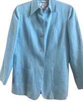 New With Tag Talbots Robbin Egg Blue Irish Linen Lined Blazer Size 4P