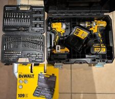 DeWalt Brushes Drill & Impact +  Drill bits Accessories 2 Batteries Charger 