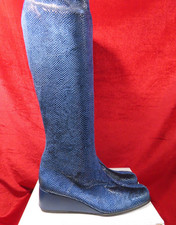 Jamie Mascaro Menorca Spanish blue synthetic croc wedge knee boots Size 41C