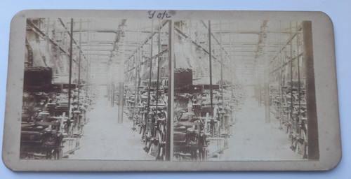 Stereoview inside cotton mill - inside,