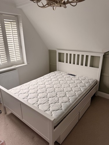 White hemnes ikea double bed - hemnes,
