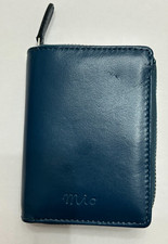 Mio Women's Blue Real Leather RFID Protected Purse. Size in pictures