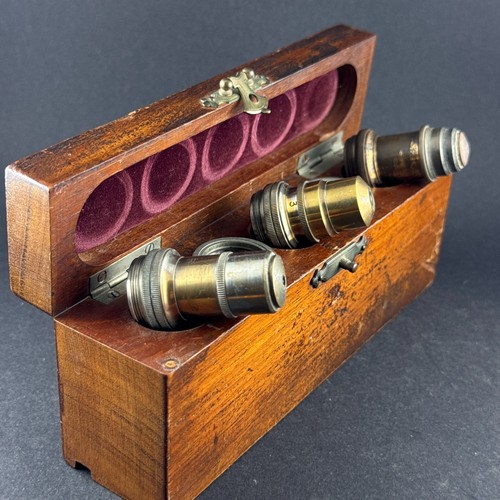 Set antique brass microscope - brass,