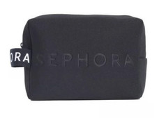 SEPHORA Black Neoprene Beauty Bag + Handle Makeup Cosmetics Toiletries cuboid