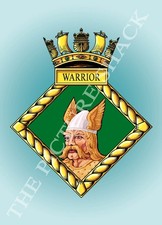 HMS WARRIOR CREST ON A METAL