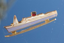 UNION CASTLE LINE RMS EDINBURGH CASTLE GILT METAL ENAMEL PURCHASED ONBOARD