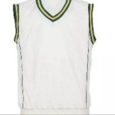 Mens V Neck  Sleeveless Cable Knit Cricket Jumper Pullover Sweater UK L Size New