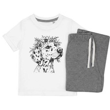 'Dalmation with Floral Crown' Kids Nightwear / Pyjama Set (KP047141)