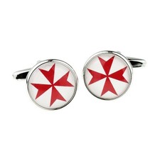Red Maltese Cross Round Frame