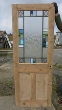 SG 25b (28 1/2 x 76 3/4) Old Original Victorian Stained Glass Internal Pine Door