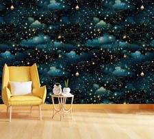 Starry Night Sky Shinning Stars Wallpaper Mural Removeable Washable Peel & Stick