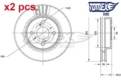 Pcs front brake disc - front,