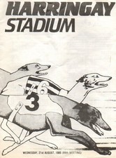 1985 HARRINGAY STADIUM GREYHOUND RACE CARD 21.08.85 (CLOSED 1987) SCARCE VGC