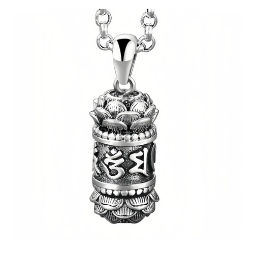 Silver tibetan prayer wheel - silver,