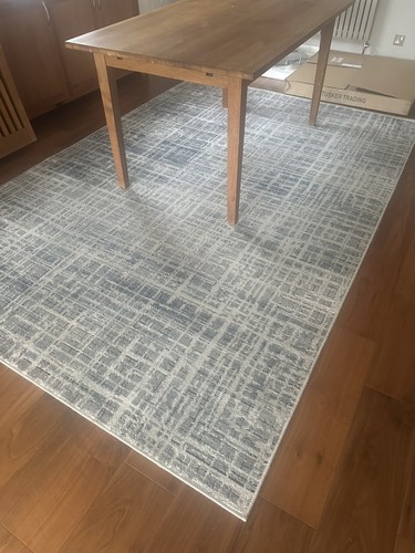Blue grey abstract rug - blue,