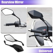 10mm Motorcycle/Motorbike Rearview Mirrors Wing Rear View Side Mirror Black 2PCS
