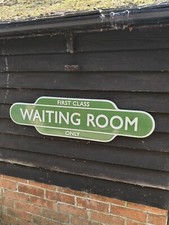 WAITING ROOM totem enamel sign British Rail railway station Waiting Room sign