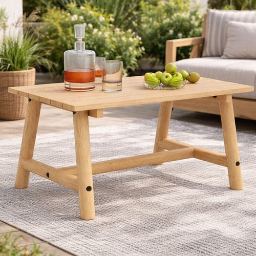 Wooden coffee table slatted - wooden,