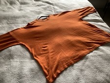 SHIRIN GUILD One Size Top Rich Orange Linen Cotton Mix Jersey Type
