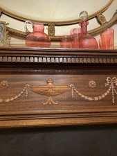 6 Pieces Of  Antique Cranberry Decanter,4 Small Glasses & Water Jug Good Conditi
