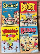 Vintage Annuals Job Lot x4 Beano 1982 Beezer 1977 Sparky 1973 Whoopee 1978