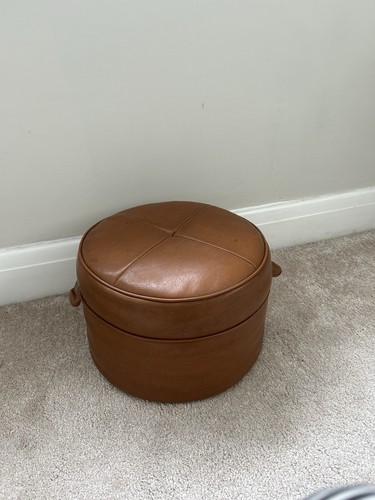 Vintage brown pouffe ottoman - brown,