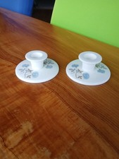 2 x Wedgwood Ice Rose Bone China Candle/ Candlestick Holders