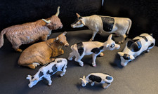 Toy Farm Animals - 7 Cows, different sizes from the late 1990's/ early 2000's