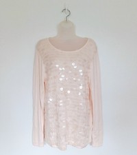 Coast Jumper Size M Ladies Pink Wool Sequin Detail Fine Knit Longsleeve Pullover