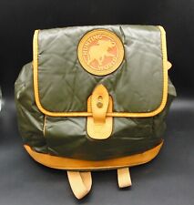 Dark Green & Brown Hunting World Leather Canvas Elegant Backpack Bag Length 33cm