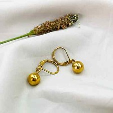 Gold Ball Drop Earrings, Bead