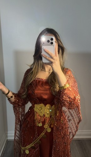 Kurdish dress burnt orange - kurdish, orange-