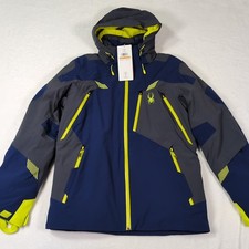 Spyder Leader Ski Jacket Men’s Size Small Gray Blue Snowboard Coat $525 MSRP