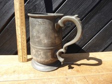 Antique 18th C. Pewter Quart Pub tankard - Plough Pub , Old Road , Smarden