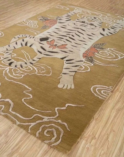 Hand tufted tibetan tiger rug - hand,