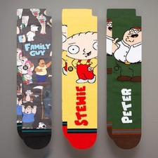 Family Guy Socks Mens Medium x Stance Family Values (3 Pair) Crew Casual