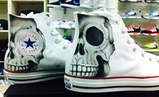 Converse White Custom Paint Designed Skull Skull Skulls High Shoes