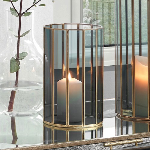 Grey glass hurricane vase - grey,
