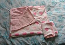 Pink Hearts Print White Reversible Single Duvet Cover & Pillow Case