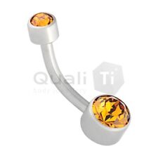 QualiTi Body jewellery Topaz Swarovski Crystal Micro Navel Curve Belly Bar 1.6mm