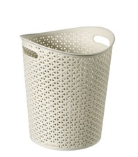 Cream rattan waste paper bin - waste,