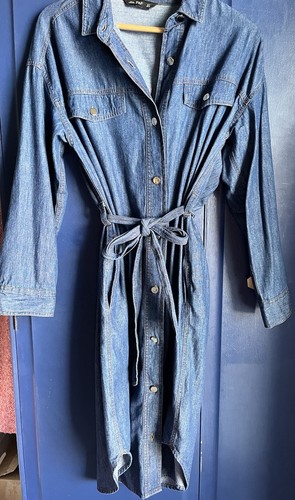 Denim dress with tie - tu,