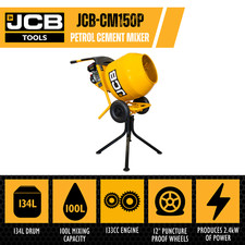 JCB Petrol 133cc 134L Seam Welded Cement Mixer 100L Working Capacity  JCB-CM150P